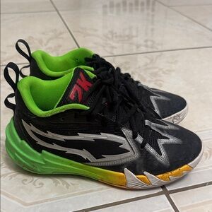 Puma Kids Sneakers - Black, Silver, Green, and Yellow